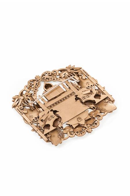 Cosa Nostraa Gold Cut Work Taj Mahal Garden Oxidised Brooch at Aza Fashions Cosa Nostraa_Gold Cut Work Taj Mahal Garden Oxidised Brooch _at_Aza_Fashions