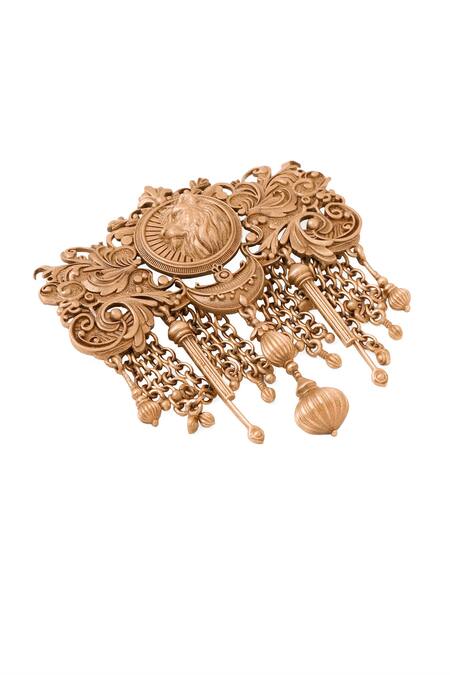 Buy Cosa Nostraa Gold Chains Antique Lion Design Brooch Online at Aza Fashions Buy_Cosa Nostraa_Gold Chains Antique Lion Design Brooch _Online_at_Aza_Fashions