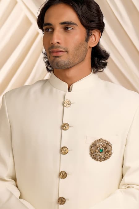 Cosa Nostraa Oxidised Antique Gold Elephant Brooch 