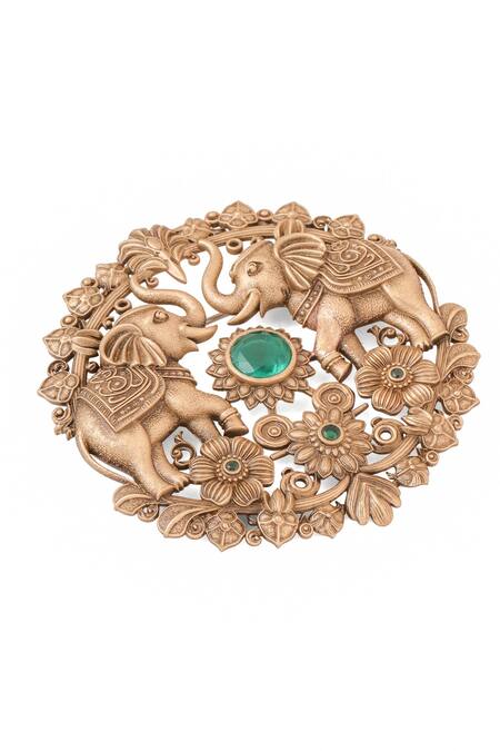 Buy Cosa Nostraa Gold Oxidised Antique Elephant Brooch Online at Aza Fashions Buy_Cosa Nostraa_Gold Oxidised Antique Elephant Brooch _Online_at_Aza_Fashions