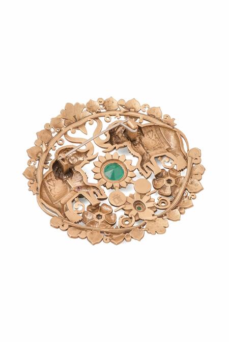 Shop Cosa Nostraa Gold Oxidised Antique Elephant Brooch Online at Aza Fashions Shop_Cosa Nostraa_Gold Oxidised Antique Elephant Brooch _Online_at_Aza_Fashions