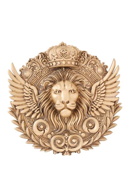 Cosa Nostraa Gold Stones Lion Crest Carved Brooch Online at Aza Fashions Cosa Nostraa_Gold Stones Lion Crest Carved Brooch _Online_at_Aza_Fashions