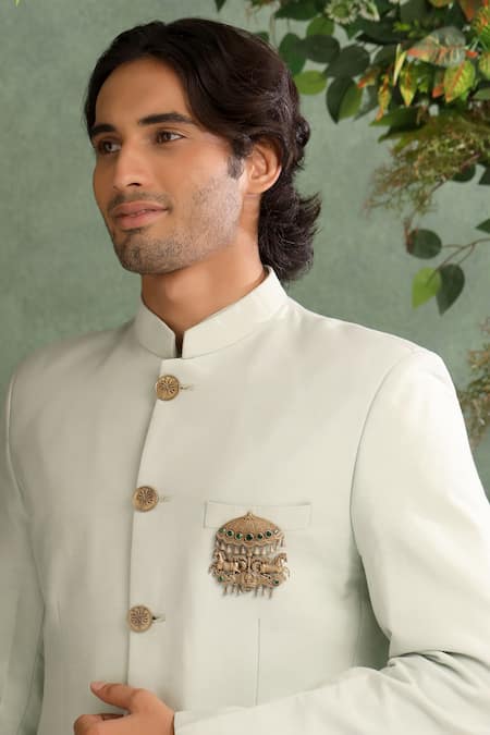 Cosa Nostraa Oxidised Antique Gold Umbrella Brooch 