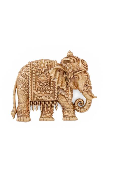 Cosa Nostraa Gold Stones Antique Elephant Carved Brooch Online at Aza Fashions Cosa Nostraa_Gold Stones Antique Elephant Carved Brooch _Online_at_Aza_Fashions