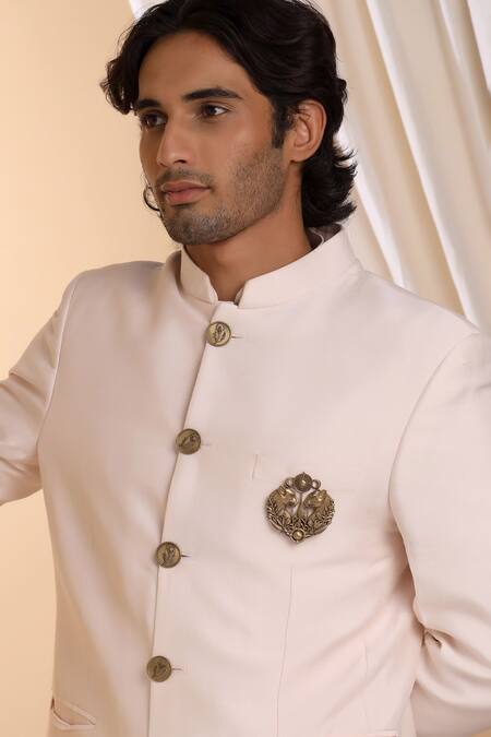 Shop_Cosa Nostraa_Gold Antique Panther Emblem Brooch _at_Aza_Fashions