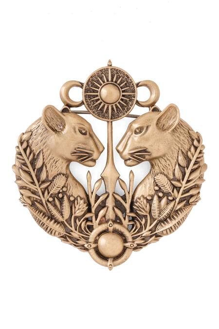 Cosa Nostraa Gold Antique Panther Emblem Brooch Online at Aza Fashions Cosa Nostraa_Gold Antique Panther Emblem Brooch _Online_at_Aza_Fashions