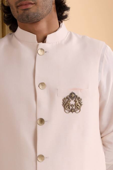 Cosa Nostraa_Gold Antique Feline Motif Brooch _at_Aza_Fashions