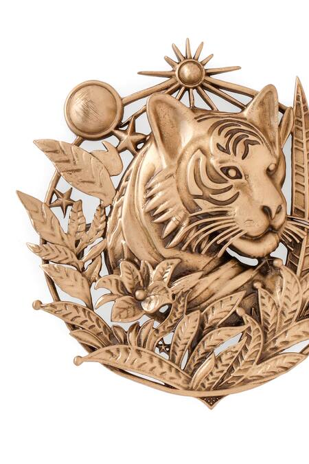 Buy_Cosa Nostraa_Gold Antique Oxidized Tiger Brooch _Online_at_Aza_Fashions