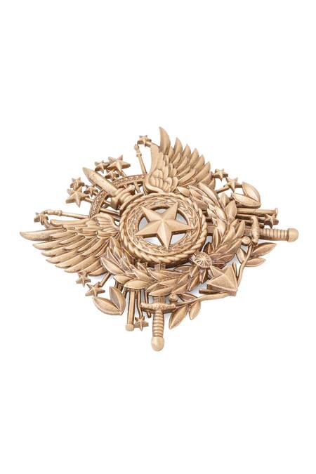 Shop Cosa Nostraa Gold Antique Star Motif Brooch Online at Aza Fashions Shop_Cosa Nostraa_Gold Antique Star Motif Brooch _Online_at_Aza_Fashions