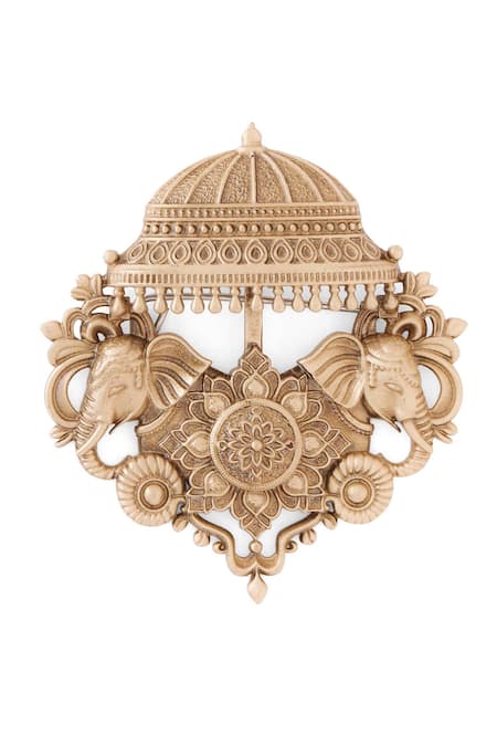 Cosa Nostraa Gold Antique Elephant Canopy Brooch Online at Aza Fashions Cosa Nostraa_Gold Antique Elephant Canopy Brooch _Online_at_Aza_Fashions