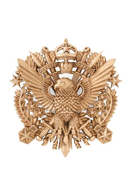 Cosa Nostraa_Gold Antique Eagle Emblem Brooch _Online_at_Aza_Fashions