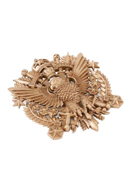 Buy_Cosa Nostraa_Gold Antique Eagle Emblem Brooch _Online_at_Aza_Fashions