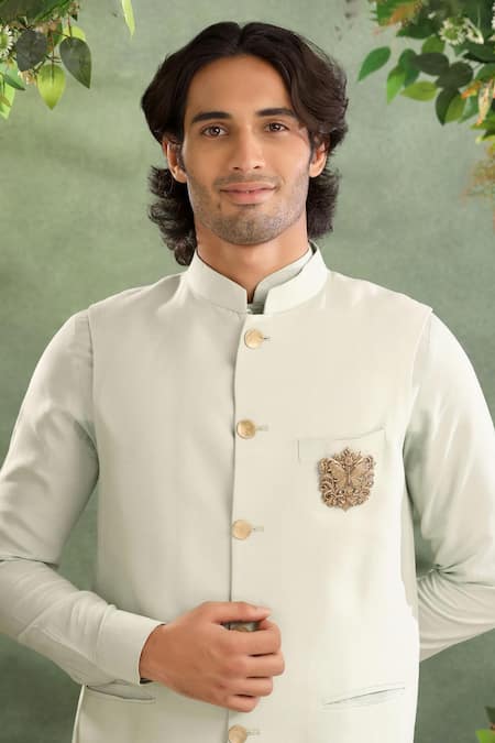 Shop_Cosa Nostraa_Gold Zari Antique Butterfly Filigree Brooch _at_Aza_Fashions