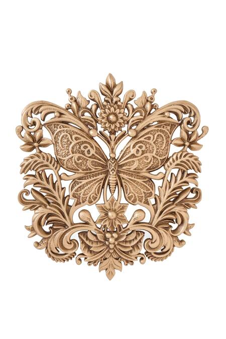 Cosa Nostraa Gold Zari Antique Butterfly Filigree Brooch Online at Aza Fashions Cosa Nostraa_Gold Zari Antique Butterfly Filigree Brooch _Online_at_Aza_Fashions