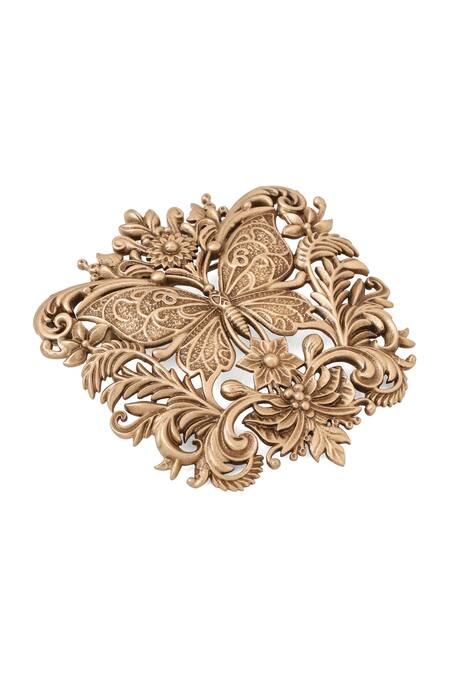 Buy Cosa Nostraa Gold Zari Antique Butterfly Filigree Brooch Online at Aza Fashions Buy_Cosa Nostraa_Gold Zari Antique Butterfly Filigree Brooch _Online_at_Aza_Fashions