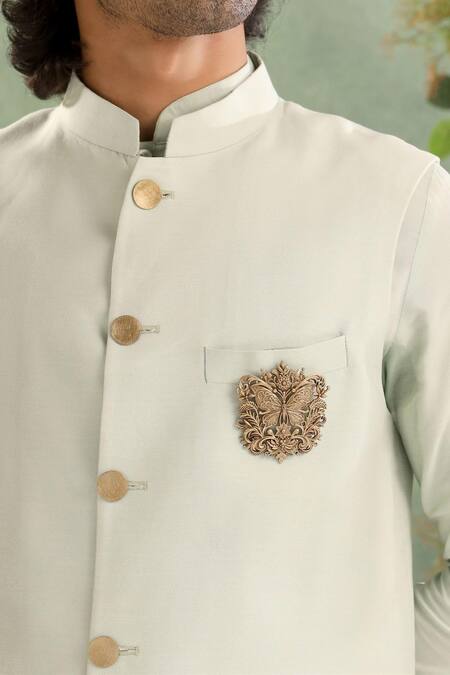 Cosa Nostraa_Gold Zari Antique Butterfly Filigree Brooch _at_Aza_Fashions