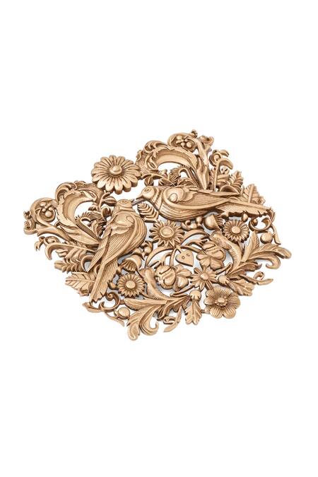 Cosa Nostraa Gold Antique Bird Motif Brooch Online at Aza Fashions Cosa Nostraa_Gold Antique Bird Motif Brooch _Online_at_Aza_Fashions