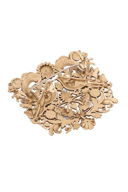 Buy Cosa Nostraa Gold Antique Bird Motif Brooch Online at Aza Fashions Buy_Cosa Nostraa_Gold Antique Bird Motif Brooch _Online_at_Aza_Fashions