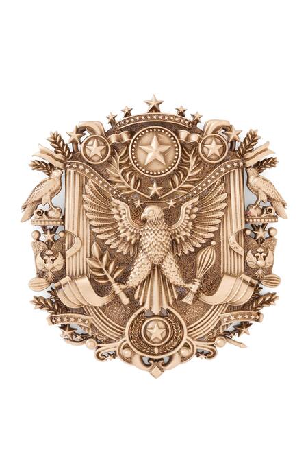 Cosa Nostraa Gold Antique Eagle Carved Brooch Online at Aza Fashions Cosa Nostraa_Gold Antique Eagle Carved Brooch _Online_at_Aza_Fashions