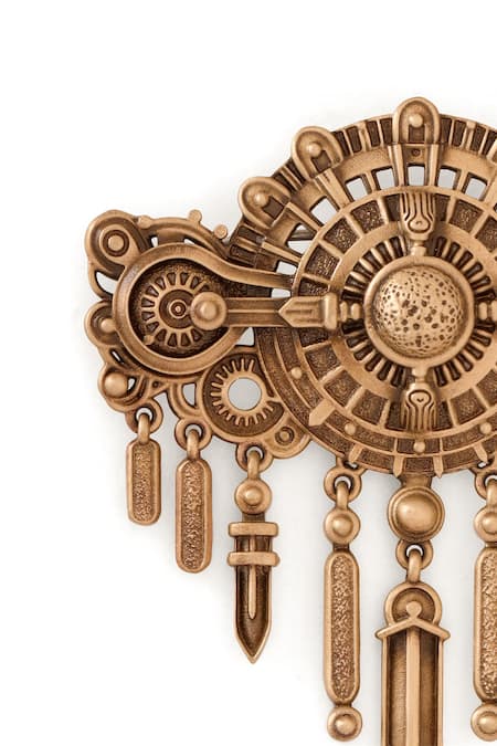 Buy_Cosa Nostraa_Gold Antique Regal Emblem Brooch _Online_at_Aza_Fashions