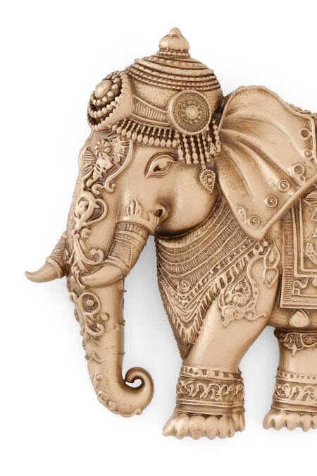 Cosa Nostraa Gold Antique Elephant Brooch Online at Aza Fashions Cosa Nostraa_Gold Antique Elephant Brooch _Online_at_Aza_Fashions