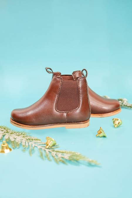 Hello JR_Brown Plain Chelsea Leatherette Boots _Online_at_Aza_Fashions