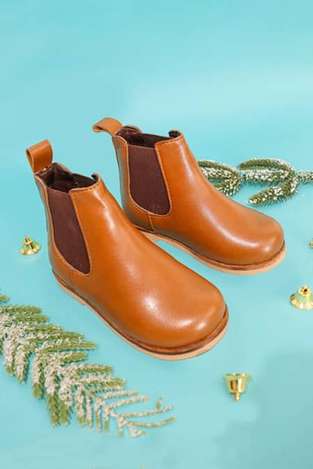 Hello JR Brown Leatherette Chelsea Boots 