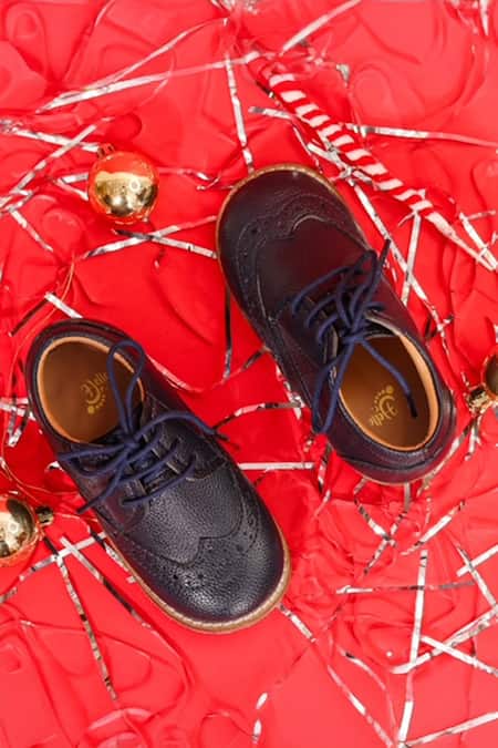 Hello JR_Blue Textured Navy Lace Up Shoes _Online_at_Aza_Fashions