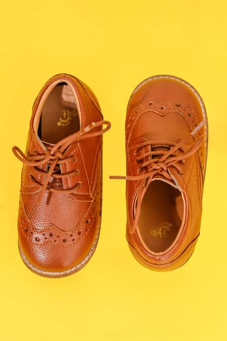 Hello JR_Brown Textured Brogue Lace Up Shoes _Online_at_Aza_Fashions