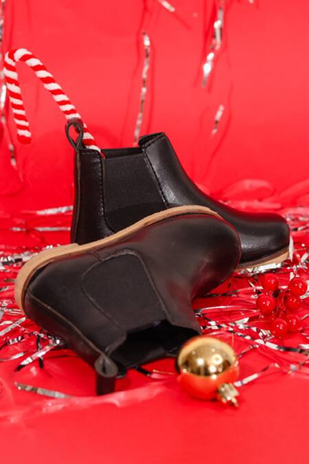 Hello JR_Black Plain Leatherette Chelsea Boots _Online_at_Aza_Fashions