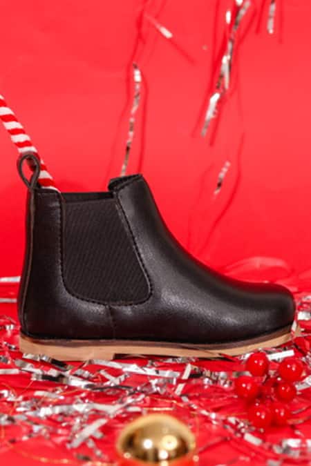 Buy_Hello JR_Black Plain Leatherette Chelsea Boots _Online_at_Aza_Fashions