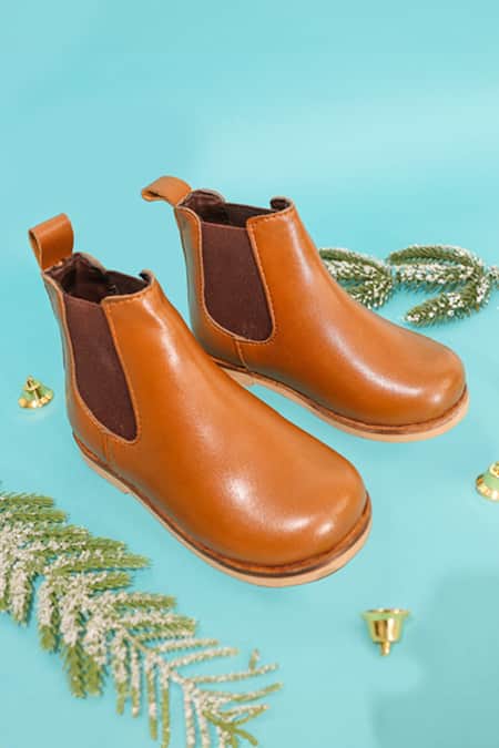 Hello JR Tan Leatherette Chelsea Boots 
