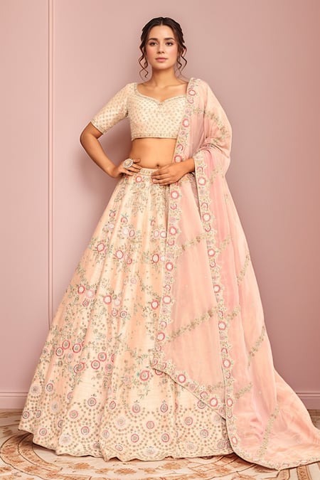 Kalighata Tania Hand Embroidered Bridal Lehenga Set 