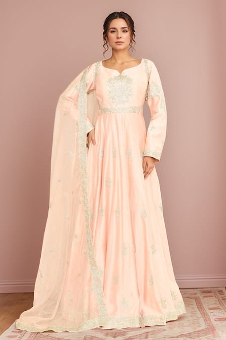 Kalighata Mukesh Hand Embroidered Anarkali With Dupatta 