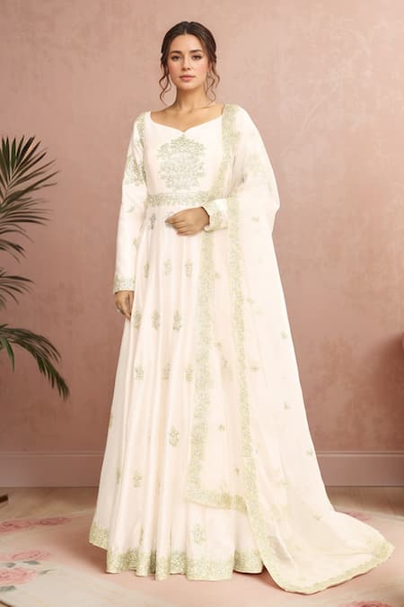 Kalighata Mukesh Embroidered Anarkali With Dupatta 