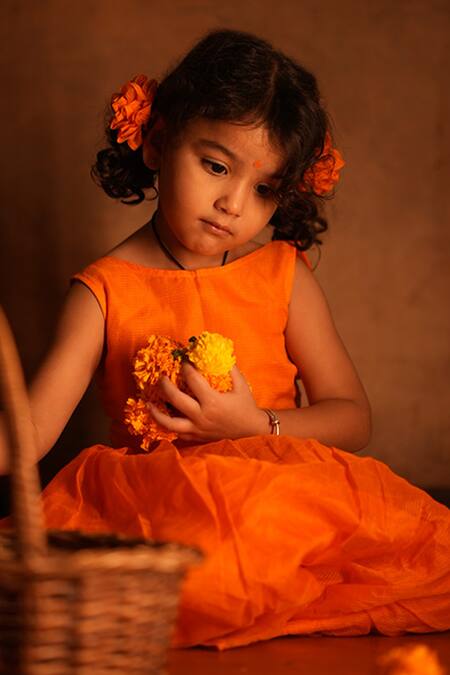 Buy Love The World Today Orange Cotton Silk Woven Geometric Butti Lehenga And Choli Set Online at Aza Fashions Buy_Love The World Today_Orange Cotton Silk Woven Geometric Butti Lehenga And Choli Set_Online_at_Aza_Fashions