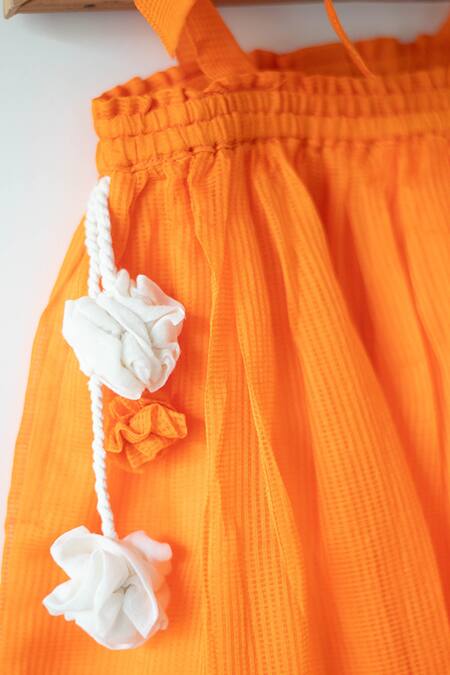 Love The World Today Orange Cotton Silk Woven Geometric Butti Lehenga And Choli Set at Aza Fashions Love The World Today_Orange Cotton Silk Woven Geometric Butti Lehenga And Choli Set_at_Aza_Fashions