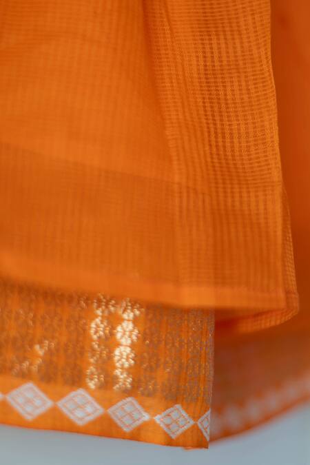Shop Love The World Today Orange Cotton Silk Woven Geometric Butti Lehenga And Choli Set Shop_Love The World Today_Orange Cotton Silk Woven Geometric Butti Lehenga And Choli Set