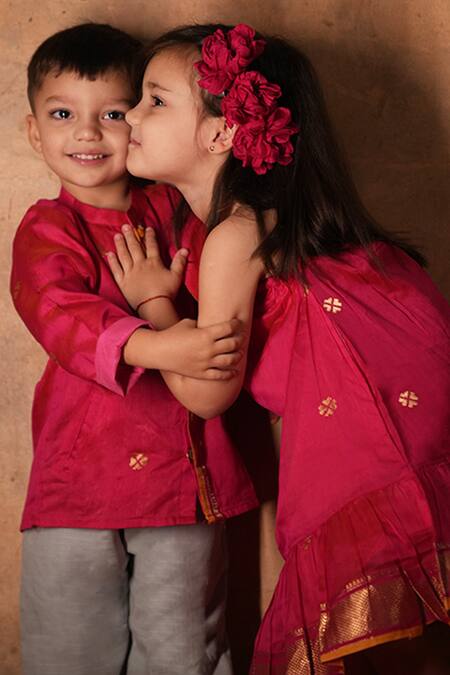 Love The World Today Pink Cotton Silk Woven Buti Motifs One Shoulder Dress Online at Aza Fashions Love The World Today_Pink Cotton Silk Woven Buti Motifs One Shoulder Dress_Online_at_Aza_Fashions