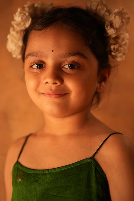 Buy Love The World Today Green Cotton Silk Woven Buti Motifs Lehenga And Pleated Top Set Buy_Love The World Today_Green Cotton Silk Woven Buti Motifs Lehenga And Pleated Top Set