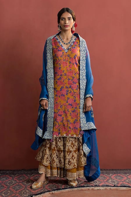 NAAZ BY NOOR Gulbahar Print Kurta Sharara Set 