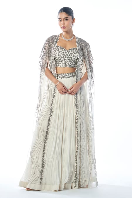 Rishi and Soujit Cutdana Embroidered Pleated Lehenga Set 