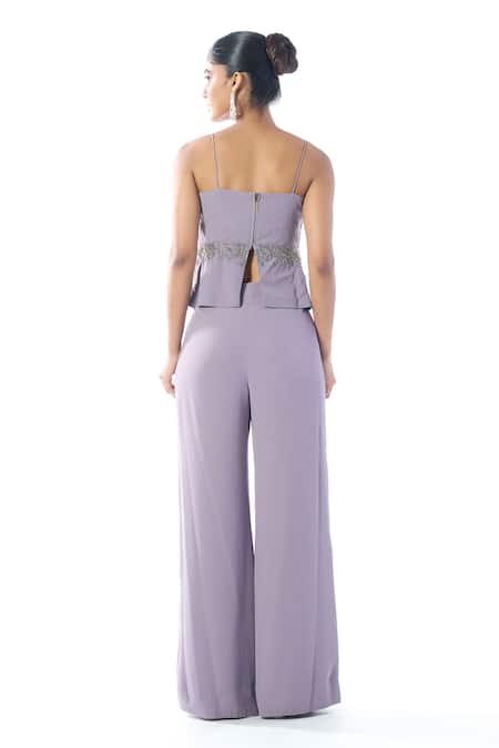 Rishi And Soujit Peplum Cutdana Embroidered Top & Pant Set 