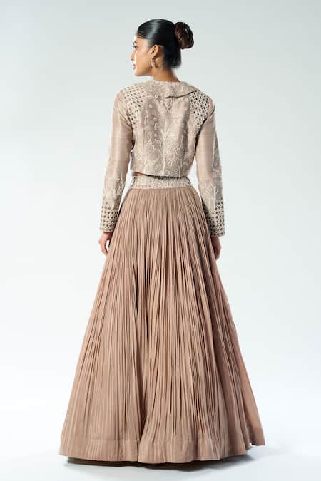 Rishi And Soujit Pleated Lehenga & Embroidered Jacket 
