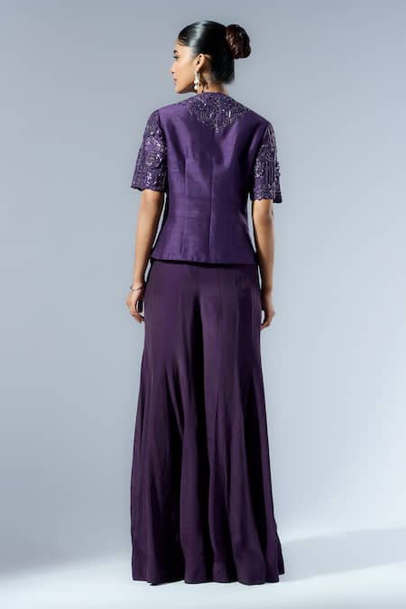 Rishi And Soujit Sequin Embroidered Wrap Tunic & Flared Pant 