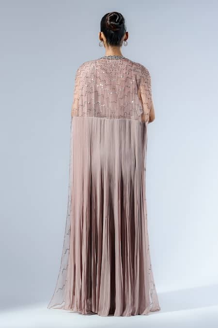 Rishi And Soujit Embroidered Pre-Draped Saree Set 