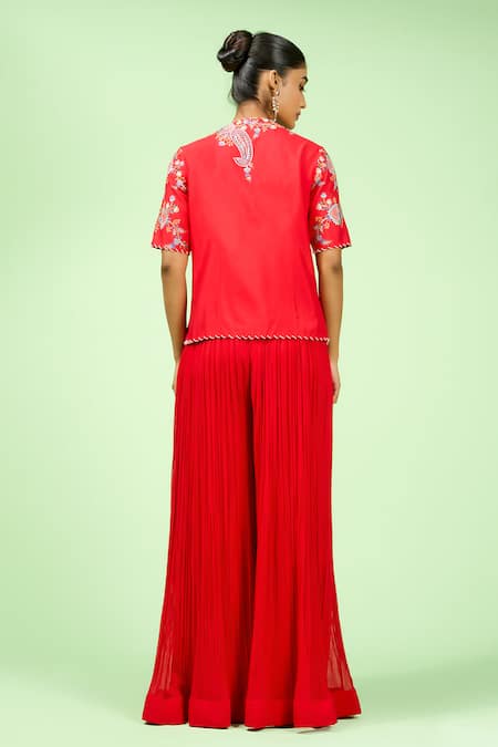 Rishi And Soujit Floral Embroidered Jacket & Pant Set 