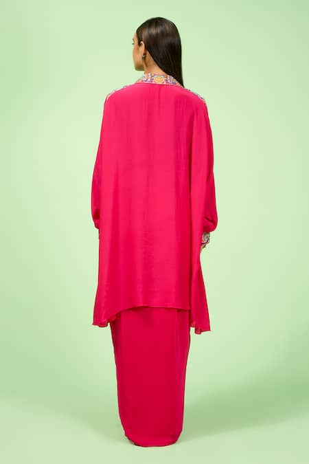 Rishi And Soujit Paisley Embroidered Kaftan & Draped Skirt 