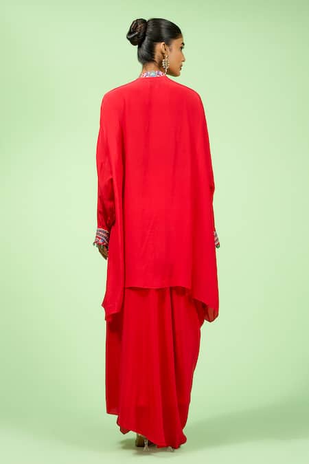 Rishi And Soujit Paisley Thread Embroidered Kaftan & Skirt 