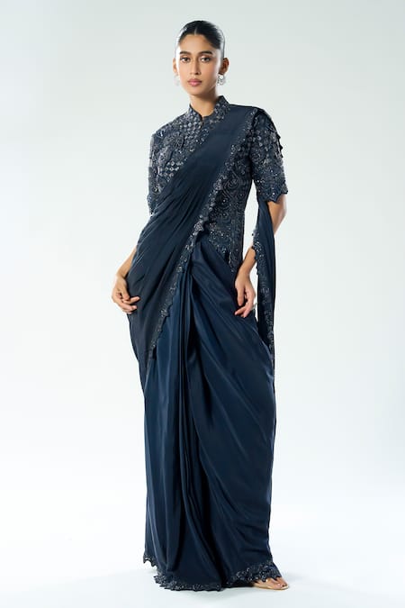 Rishi and Soujit Embroidered Pre-Draped Saree With Blouse 